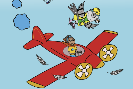 Ausschnitt des Covers mit Flugzeug und Wasserstofftaube